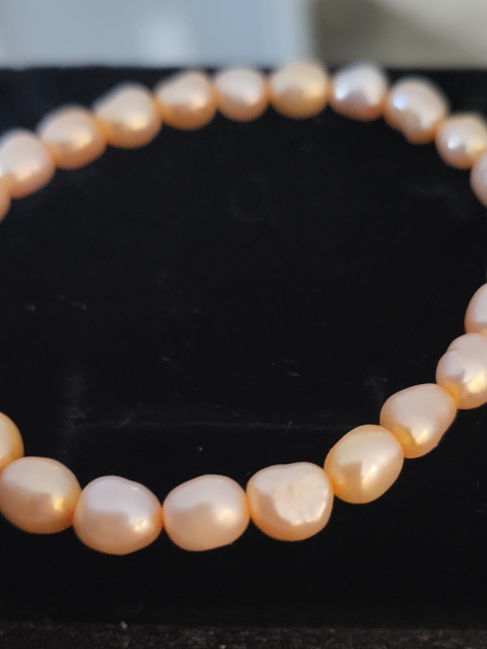 Freshwater Pearl Stretch Bracelet - Peach Pearls. Stackable, Boho, Fairy